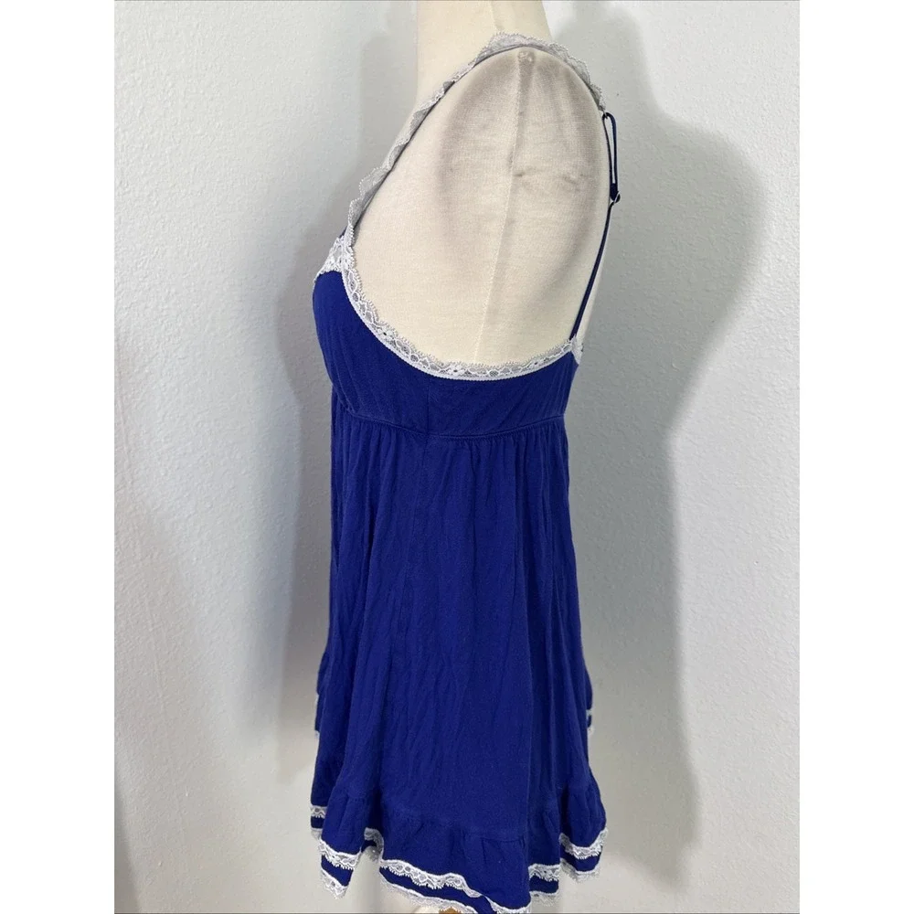 Victorias Secret Slip Dress Women M Blue Babydoll Lace‎ Coqutte Lingerie Y2k